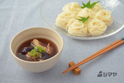 なすと豚肉のつけ汁そうめん